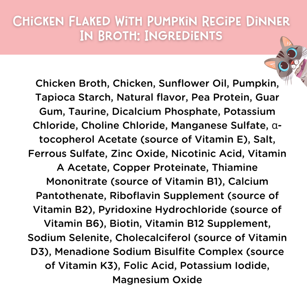 Chicken Flaked With Pumpkin Recipe Dinner In Broth Adult Cat Food, 2.8-oz